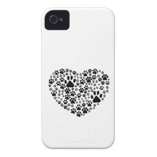 Dog Paws Trails Pawprints Heart White, Black Case Mate iPhone 4 Cases