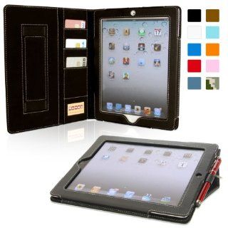 Snugg iPad 2 Executive Leather Case in Black   Flip Stand Cover with Card Slots, Pocket, Elastic Hand Strap and Premium Nubuck Fibre Interior   Automatically Wakes and Puts the Apple iPad 2 to Sleep: Computers & Accessories
