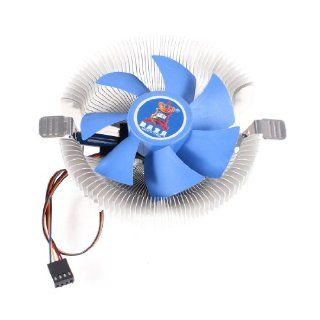 Blue Plastic 7 Fan Blades Silver Tone Aluminum CPU Heatsink Cooler for Intel AMD: Computers & Accessories