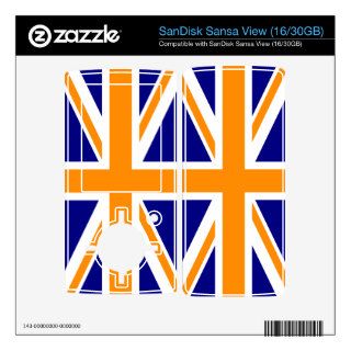 Navy and Orange Union Jack SanDisk Sansa View Decal