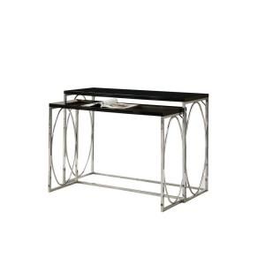 Glossy Black with Chrome Metal Console Table Set (2 Pieces) I 3024