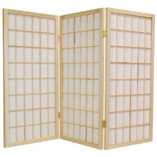 3 Feet Tall Window Pane Shoji Screen in Natural Number of Panels: 6   Panel Screens