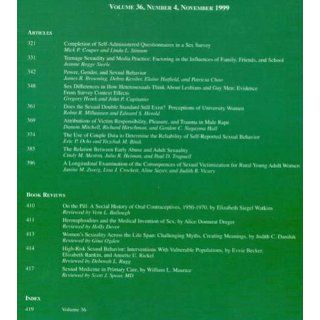 The Journal of Sex Research: A Publication of the Society for the Scientific Study of Sexuality (Volume 36, Number 4, November 1999): Mick P. Couper, Linda L. Stinson, Jeanne Rogge Steele, James R. Browning, Gregory Herek, Robin R. Milhausen, Damon Mitchel