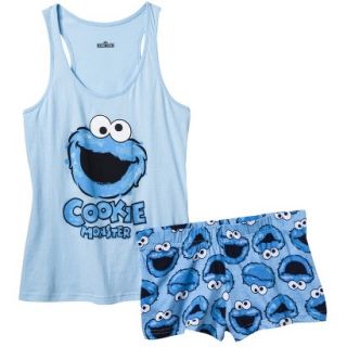 Sesame Street Juniors Tank/Short Pajama Set   Blue Cookie Monster XL