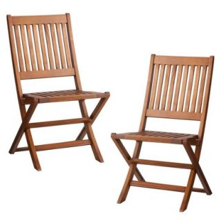 Smith & Hawken 2 Piece Wood Folding Patio Chair Set