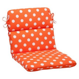 Outdoor Rounded Chair Cushion   Orange/White Polka Dot