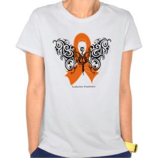 Leukemia Tribal Butterfly Ribbon T shirt