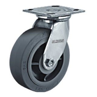 Albion 05 Series 8" Diameter X tra Soft Rubber Flat Tread Wheel Light Duty Stainless Steel Plate Swivel Caster, Delrin Bearing, 4 1/2" Length X 4" Width Plate, 675lbs Capacity (Pack of 2)