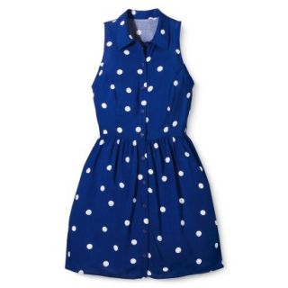 Merona Womens Woven Sleeveless Shirt Dress   Blue Polka Dot   16