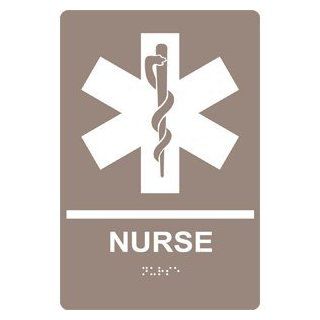 ADA Nurse Braille Sign RRE 14813 WHTonTaupe Wayfinding : Office Products : Office Products
