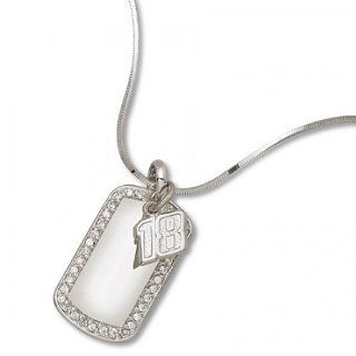 Cz Number 18 Dog Tag Pendant Necklace in Sterling Silver   Round   Spring Ring: Pendant Necklaces: Jewelry