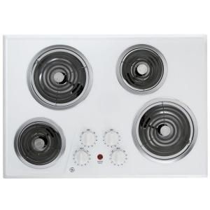 GE 30 in. Coil Electric Cooktop in White with 4 Elements JP328WKWW