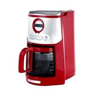 KitchenAid Empire Red and Stainless Steel Digital clock/timer JavaStudio 14 Cup Glass Carafe Programmable Coffeemaker with Gold Tone Coffee filter and Water Filter included.