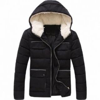 Mens Slim Fit Faux Wool Motorcycle Blazer Cotton Coat Winter Outerwear Hoodie, L, Black at  Mens Clothing store