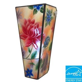 Its Exciting Lighting Wall Mount Hand Painted Glass Flowers Conical Glass Battery Operated 5 LED Wall Sconce AMBP104