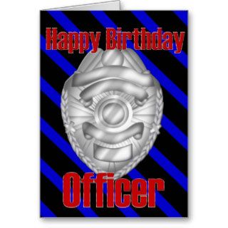 Police Officer Sheriff Badge Happy Birthday Card