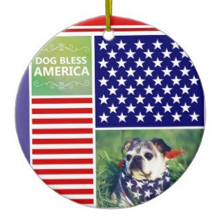 Dog Bless America Patriotic Christmas Tree Ornament