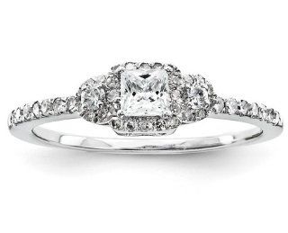 Sterling Silver Diamond Engagement Ring from Jewelsberry available in various sizes (Size : 6   8): Jewelry
