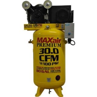 Maxair Premium Industrial 80 Gal. 7.5 HP Electric 460 Volt Single Stage 3 Phase Vertical Air Compressor C7380V1 CS4 MAP