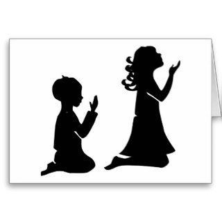 Praying Children Black Silhouettes Greeting Card