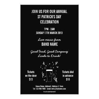 St Patricks Day Party  Bar Flyer  Black   Custom