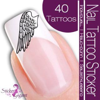 Nail Tattoo Sticker Flügel / Engelsflügel   schwarz: Parfümerie & Kosmetik