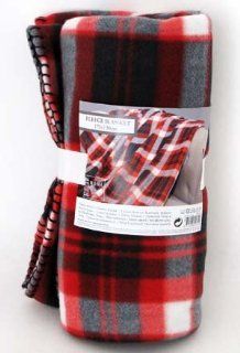 Kuscheldecke Fleecedecke Wohndecke 100% Polyester kariert Schottenmuster 170x130cm rot schwarz weiß: Küche & Haushalt