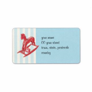 Red Rocking Horse stripes Address Label