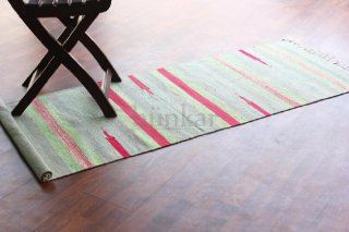 Bunt Multicolor Läufer Teppich Kelims und zeitgenössische flachgewebte Teppichläufer .100% Baumwolle. Größe 60cm x 180cm. Product #176: Küche & Haushalt