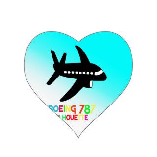 Boeing 787 Silhouette Heart Stickers