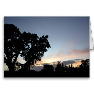 An April Sunset behind a Local Oak Tree Cards