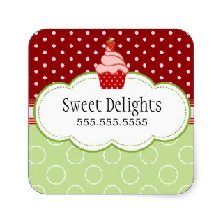 Strawberry Cupcake Bakery Cake Box Seals Stickers