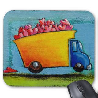 Dump Truck of Love unique fun happy whimsical art Mouse Pad