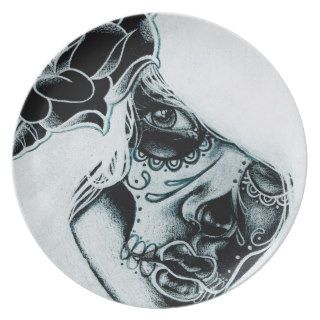 Day of the Dead Sugar Skull Girl Dusk Dinner Plates