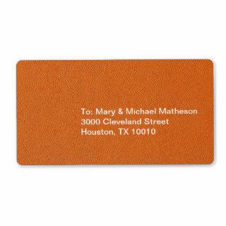 Orange Leather Look Custom Shipping Labels
