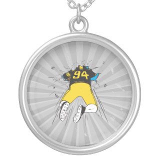 funny football player crashed into wall pendants