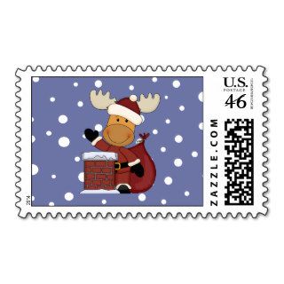 Here Comes Santa Moose Postage Stamps