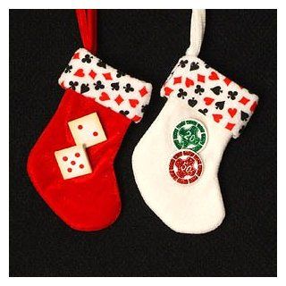 5.75" White Casino Gambling Poker Chips Mini Christmas Stocking : Everything Else