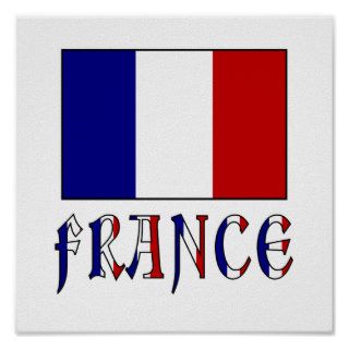 Flag of France with colored name Print