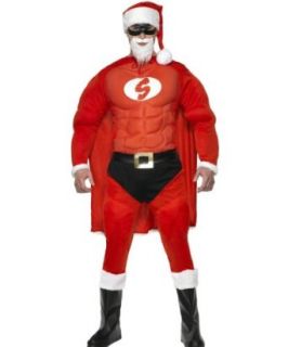 Smiffys Mens Funny Santa Claus Superhero Suit Christmas Costume: Adult Sized Costumes: Clothing