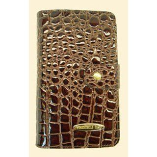 Luxurious Italian Designer Chocolate Crocodile Passport Wallet (7" x 4")   WT 104    Vecceli Italy. Also available in black, Yellow, Red, L.Brown and Rose : Expanding Wallets : Office Products