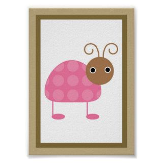 5X7 Berry Garden Lady Bug Wall Art Posters