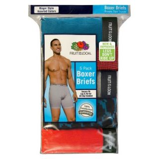 Fruit of the Loom Mens 5 Pack Ringer Style Boxer Briefs   L