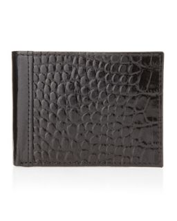 Two Fold Embossed Pass Wallet, Black