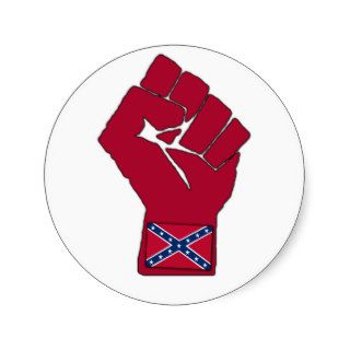 Redneck Revolution Fist with Redneck Flag Round Stickers