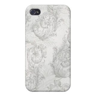White Brocade Fancy Textured Background iPhone 4 Cases
