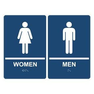 ADA Women Men With Symbol Braille Sign RRE 125 145Pair WHTonNavy  Business And Store Signs 
