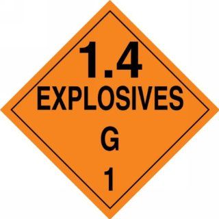 Accuform Signs MPL132VP10 Plastic Hazard Class 1/Division 4G DOT Placard, Legend "1.4 EXPLOSIVES G 1", 10 3/4" Width x 10 3/4" Length, Black on Orange (Pack of 10): Industrial Warning Signs: Industrial & Scientific