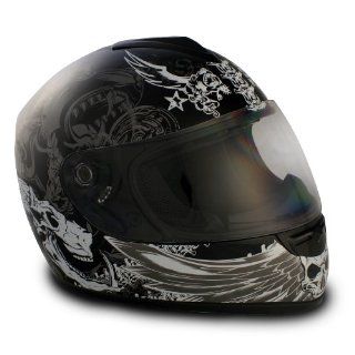 VCAN V136 Graphic Full Face Helmet (Dark Angel Black, Small) Automotive