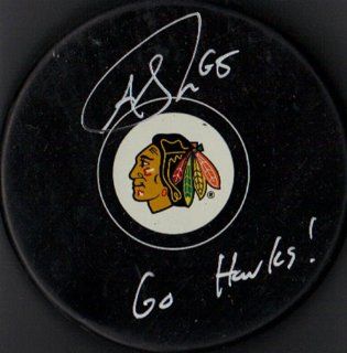 Andrew Shaw "Go Hawks!" Autographed Signed Chicago Blackhawks Hockey Puck at 's Sports Collectibles Store